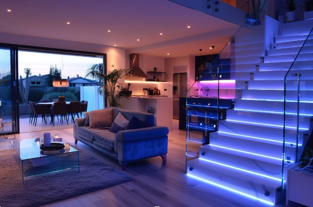 Key features of Govee LED lights including voice control compatibility and millions of colors.